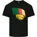 Curled Cameroon Flag Cameroonian Day Football Kids T-Shirt Childrens Black
