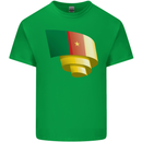 Curled Cameroon Flag Cameroonian Day Football Kids T-Shirt Childrens Irish Green