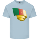 Curled Cameroon Flag Cameroonian Day Football Kids T-Shirt Childrens Light Blue