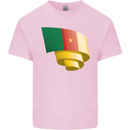 Curled Cameroon Flag Cameroonian Day Football Kids T-Shirt Childrens Light Pink