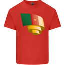 Curled Cameroon Flag Cameroonian Day Football Kids T-Shirt Childrens Red