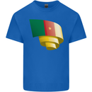 Curled Cameroon Flag Cameroonian Day Football Kids T-Shirt Childrens Royal Blue