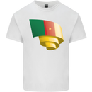 Curled Cameroon Flag Cameroonian Day Football Kids T-Shirt Childrens White