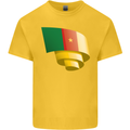 Curled Cameroon Flag Cameroonian Day Football Kids T-Shirt Childrens Yellow