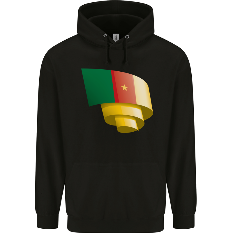 Curled Cameroon Flag Cameroonian Day Football Mens 80% Cotton Hoodie Black
