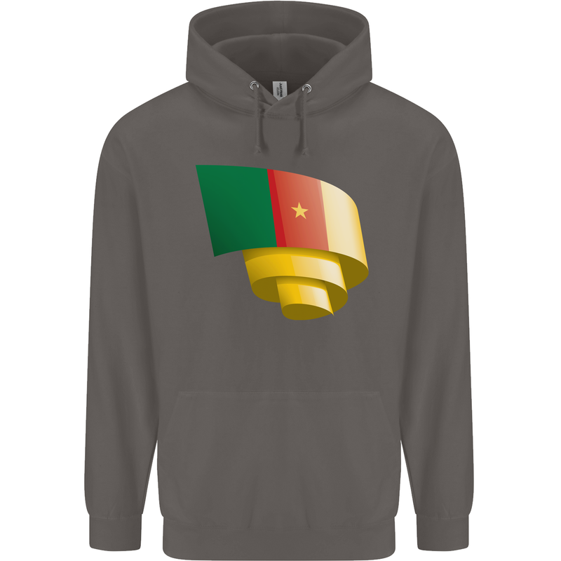 Curled Cameroon Flag Cameroonian Day Football Mens 80% Cotton Hoodie Charcoal