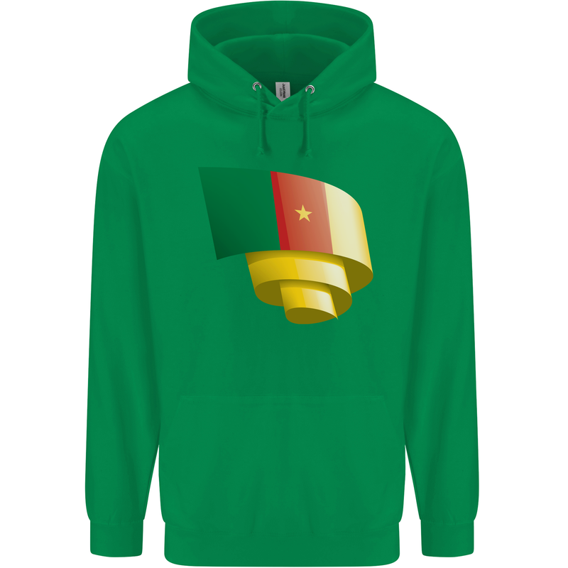 Curled Cameroon Flag Cameroonian Day Football Mens 80% Cotton Hoodie Irish Green