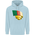 Curled Cameroon Flag Cameroonian Day Football Mens 80% Cotton Hoodie Light Blue