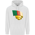 Curled Cameroon Flag Cameroonian Day Football Mens 80% Cotton Hoodie White