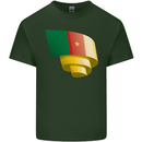 Curled Cameroon Flag Cameroonian Day Football Mens Cotton T-Shirt Tee Top Forest Green