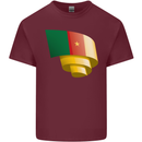 Curled Cameroon Flag Cameroonian Day Football Mens Cotton T-Shirt Tee Top Maroon