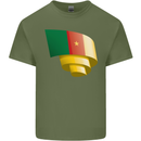 Curled Cameroon Flag Cameroonian Day Football Mens Cotton T-Shirt Tee Top Military Green