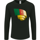 Curled Cameroon Flag Cameroonian Day Football Mens Long Sleeve T-Shirt Black