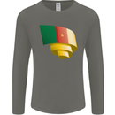 Curled Cameroon Flag Cameroonian Day Football Mens Long Sleeve T-Shirt Charcoal