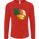 Curled Cameroon Flag Cameroonian Day Football Mens Long Sleeve T-Shirt Red