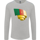 Curled Cameroon Flag Cameroonian Day Football Mens Long Sleeve T-Shirt Sports Grey