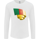 Curled Cameroon Flag Cameroonian Day Football Mens Long Sleeve T-Shirt White