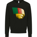 Curled Cameroon Flag Cameroonian Day Football Mens Sweatshirt Jumper Black