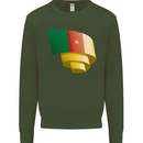 Curled Cameroon Flag Cameroonian Day Football Mens Sweatshirt Jumper Forest Green