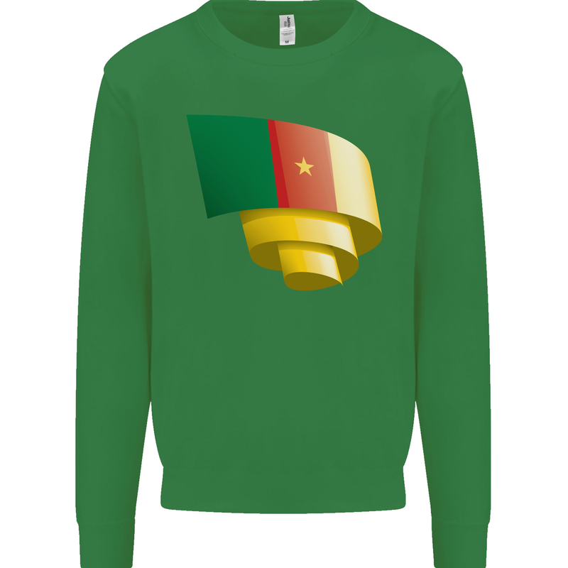 Curled Cameroon Flag Cameroonian Day Football Mens Sweatshirt Jumper Irish Green