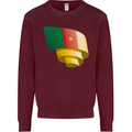 Curled Cameroon Flag Cameroonian Day Football Mens Sweatshirt Jumper Maroon