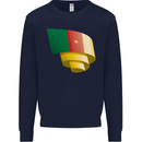 Curled Cameroon Flag Cameroonian Day Football Mens Sweatshirt Jumper Navy Blue