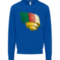 Curled Cameroon Flag Cameroonian Day Football Mens Sweatshirt Jumper Royal Blue