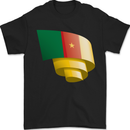 Curled Cameroon Flag Cameroonian Day Football Mens T-Shirt 100% Cotton Black