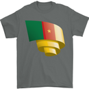 Curled Cameroon Flag Cameroonian Day Football Mens T-Shirt 100% Cotton Charcoal