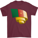 Curled Cameroon Flag Cameroonian Day Football Mens T-Shirt 100% Cotton Maroon