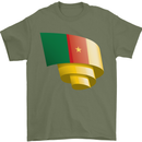 Curled Cameroon Flag Cameroonian Day Football Mens T-Shirt 100% Cotton Military Green