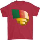 Curled Cameroon Flag Cameroonian Day Football Mens T-Shirt 100% Cotton Red