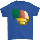 Curled Cameroon Flag Cameroonian Day Football Mens T-Shirt 100% Cotton Royal Blue