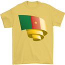 Curled Cameroon Flag Cameroonian Day Football Mens T-Shirt 100% Cotton Yellow