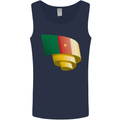 Curled Cameroon Flag Cameroonian Day Football Mens Vest Tank Top Navy Blue