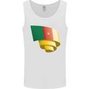 Curled Cameroon Flag Cameroonian Day Football Mens Vest Tank Top White