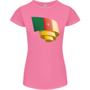 Curled Cameroon Flag Cameroonian Day Football Womens Petite Cut T-Shirt Azalea