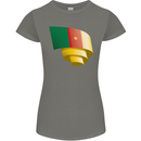Curled Cameroon Flag Cameroonian Day Football Womens Petite Cut T-Shirt Charcoal