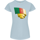 Curled Cameroon Flag Cameroonian Day Football Womens Petite Cut T-Shirt Light Blue