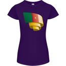 Curled Cameroon Flag Cameroonian Day Football Womens Petite Cut T-Shirt Purple