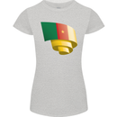 Curled Cameroon Flag Cameroonian Day Football Womens Petite Cut T-Shirt Sports Grey