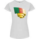 Curled Cameroon Flag Cameroonian Day Football Womens Petite Cut T-Shirt White