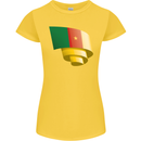 Curled Cameroon Flag Cameroonian Day Football Womens Petite Cut T-Shirt Yellow