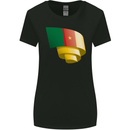 Curled Cameroon Flag Cameroonian Day Football Womens Wider Cut T-Shirt Black