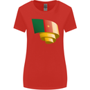 Curled Cameroon Flag Cameroonian Day Football Womens Wider Cut T-Shirt Red