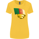 Curled Cameroon Flag Cameroonian Day Football Womens Wider Cut T-Shirt Yellow