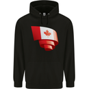 Curled Canada Flag Canadian Day Football Childrens Kids Hoodie Black