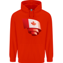 Curled Canada Flag Canadian Day Football Childrens Kids Hoodie Bright Red
