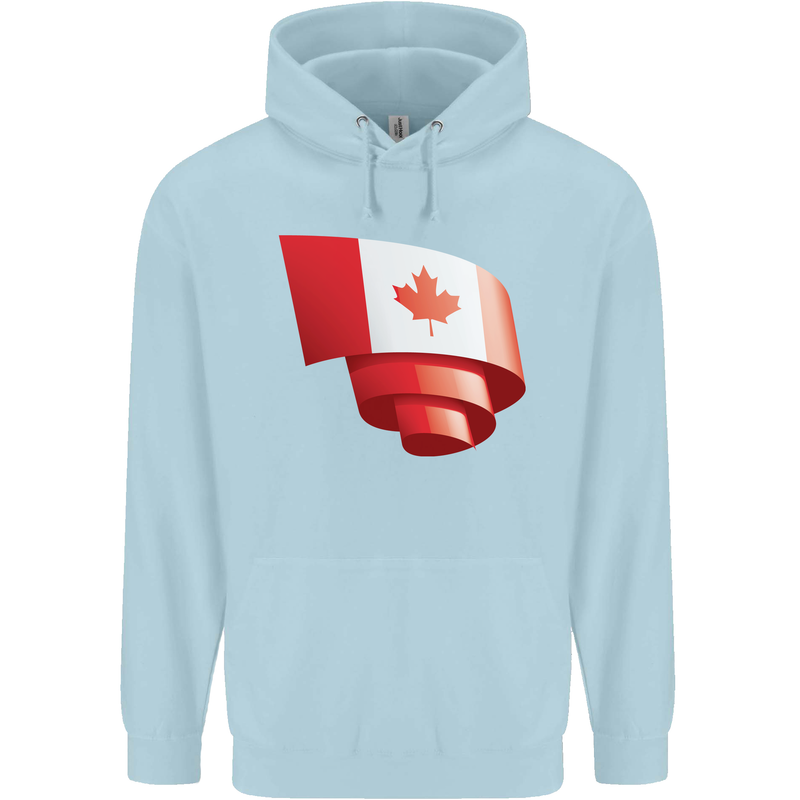 Curled Canada Flag Canadian Day Football Childrens Kids Hoodie Light Blue