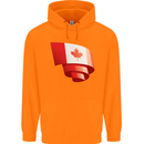 Curled Canada Flag Canadian Day Football Childrens Kids Hoodie Orange